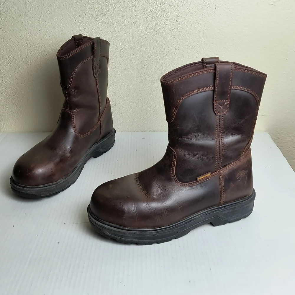 Herman Survivors 8 Men's Dark Brown Leather Plower Waterproof Pull Work  Boots